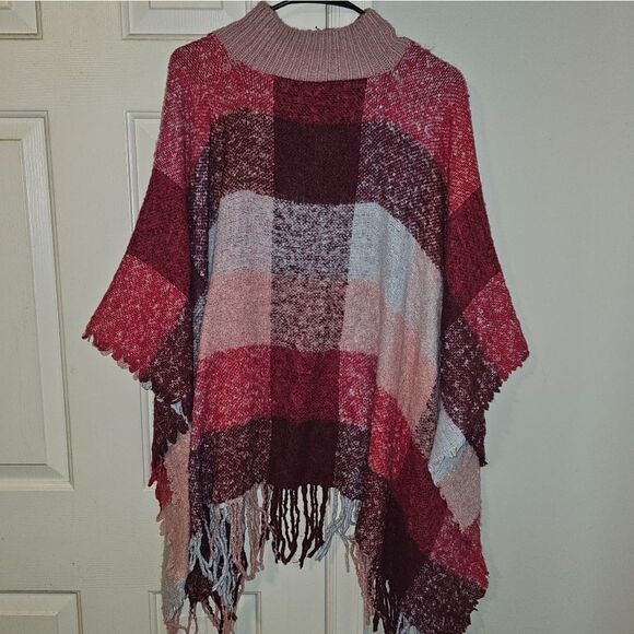 Plaid Pink and Brown Women's Sweater - Picture 2 of 2